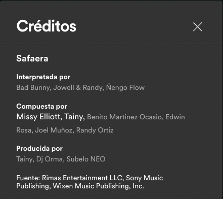 Spotify Créditos Safaera